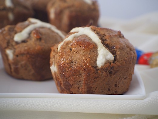 paleo hot cross buns close up