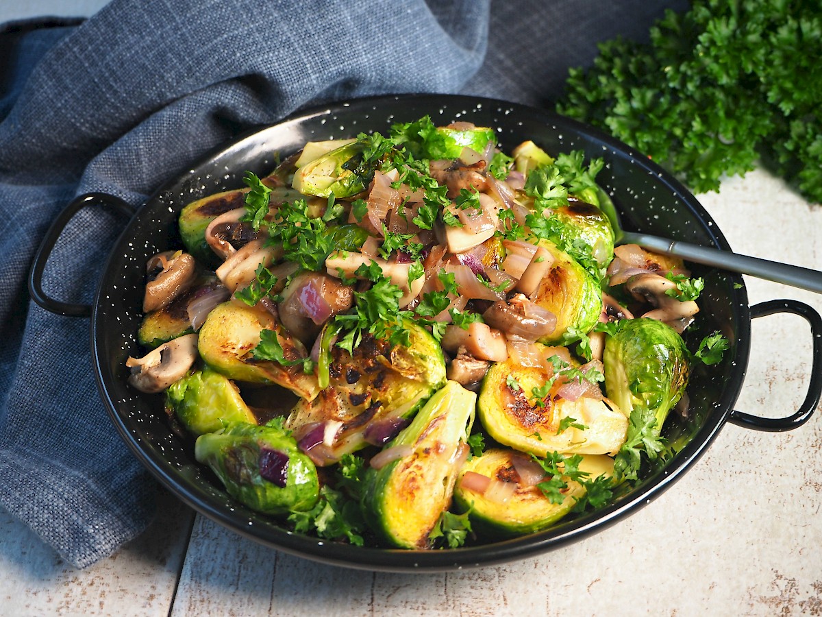 Fried Brussel Sprouts with Mushrooms | Paleo | Gluten-free | The JOYful Table