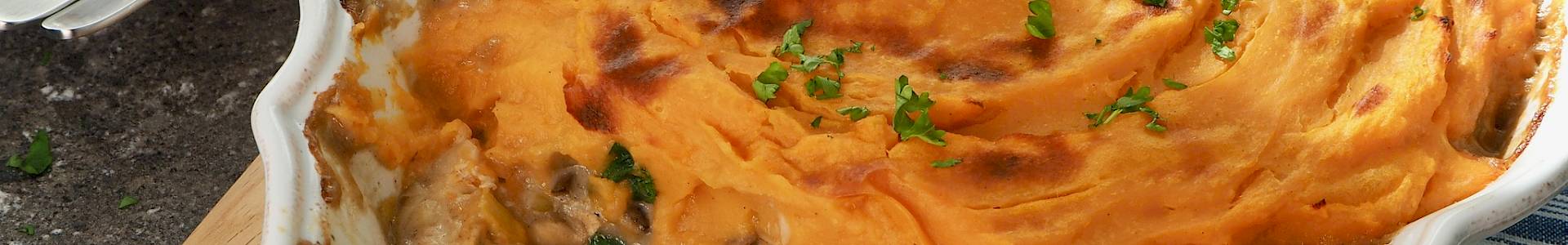 Chicken & Mushroom Bake with Vegetable Mash