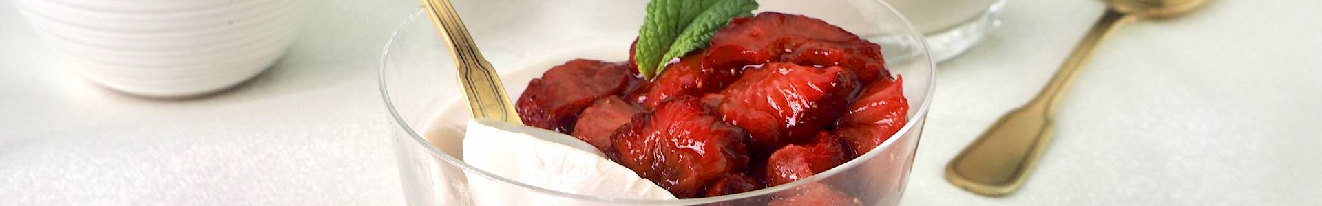 Panna Cotta with Roasted Strawberries
