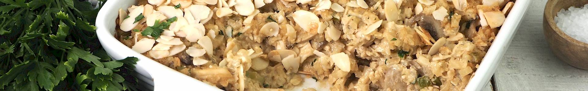Chicken & Almond Cauliflower Rice Casserole
